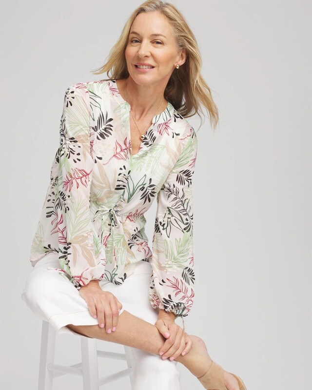 Drawstring Crinkle Chiffon Blouse - image 2